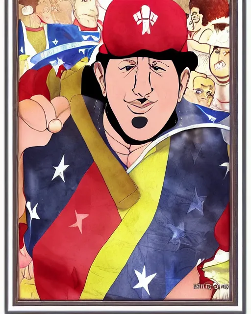 Image similar to Hugo Chavez portrait by Baki, Baki style, Baki, anime