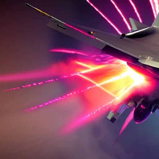 Image similar to cinematic areal shot of a fighter jet exploding from the energy wave concept art