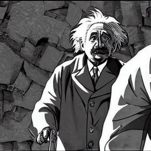 Prompt: Albert Einstein in attack on titan