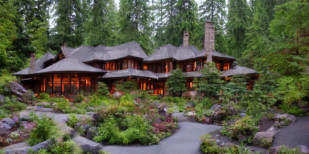 Image similar to residence in the style of rivendell, washington state