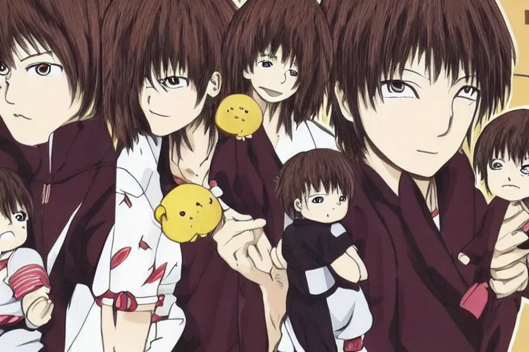 Prompt: sougo okita, brown hair, kewpie mayonnaise, gintama