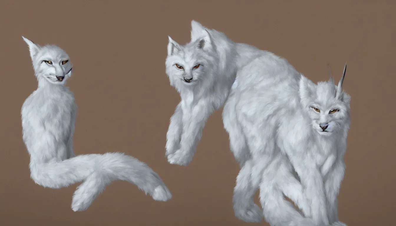 Image similar to white anthropomorphic lynx, furry art