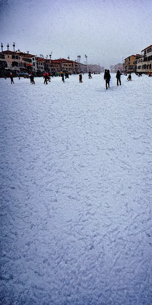 Image similar to venice beach in the snow, photograph,