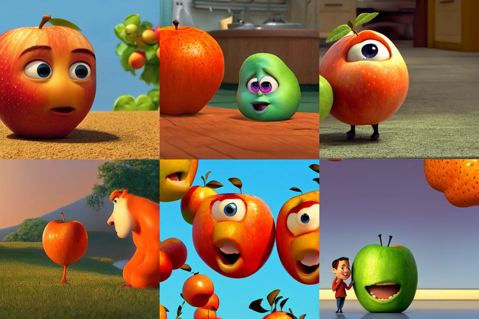 Prompt: Pixar movie about an orange apple
