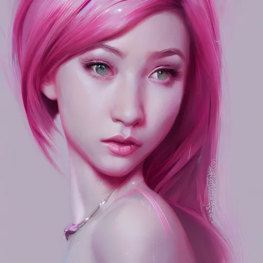 Image similar to teen girl, pink hair, gorgeous, amazing, elegant, intricate, highly detailed, digital painting, artstation, concept art, sharp focus, illustration, art by Ross tran