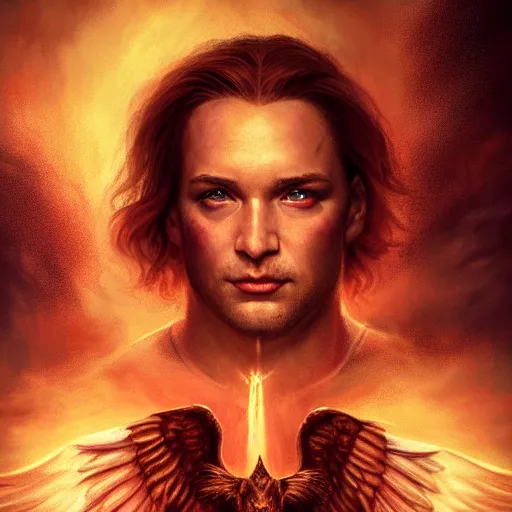 Image similar to majestic gracious regal archangel michael portrait, atmospheric lighting, painted, menacing, intricate, volumetric lighting, beautiful, rich deep colours masterpiece, golden hour, sharp focus, ultra detailed, by leesha hannigan, ross tran, thierry doizon, kai carpenter, ignacio fernandez rios