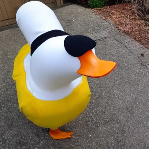 Prompt: a duck costume, craigslist photo