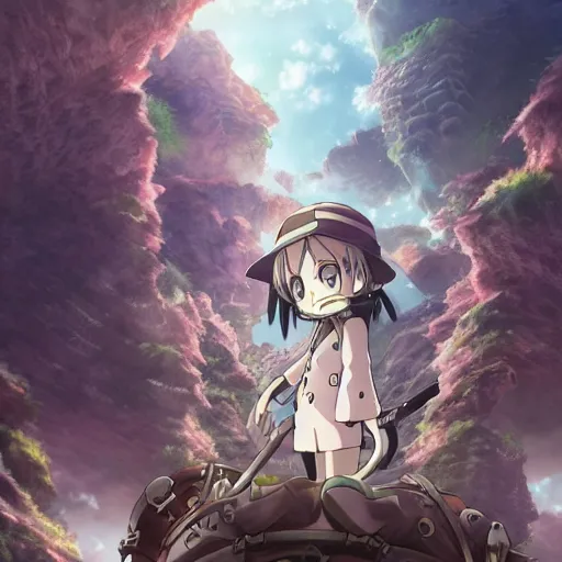 Image similar to Made In Abyss anime cover art, 4K, Illustration by Akihito Tsukushi, Anime Key Visual, Anime Production by Kinema Citrus