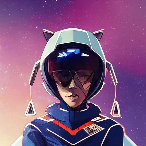 Image similar to a portrait of a stunning beautiful elite billie eilish gundam pilot, with an intricate, detailed, urban inspired hiphop afro futuristic helmet, vector behance hd jesper ejsing, rhads, makoto shinkai, lois van baarle, ilya kuvshinov, rossdraws, hd, 3 2 k, ilya kuvshinov, gustav klimt