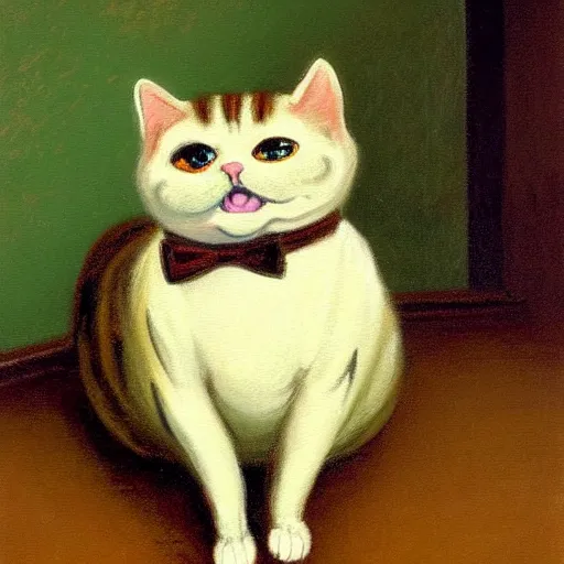 Prompt: a painting of an anthropomorphized cat in a business suit, thomas kinkade, goya, munch,