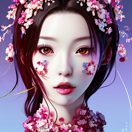 Prompt: the portrait of the absurdly beautiful, graceful, elegant, gorgeous, fashionable photorealistic anime idol woman made of cherries and cherry blossoms with tears, an ultrafine hyperdetailed illustration by kim jung gi, irakli nadar, intricate linework, bright colors, octopath traveler, final fantasy, unreal engine highly rendered, global illumination, radiant light, intricate environment