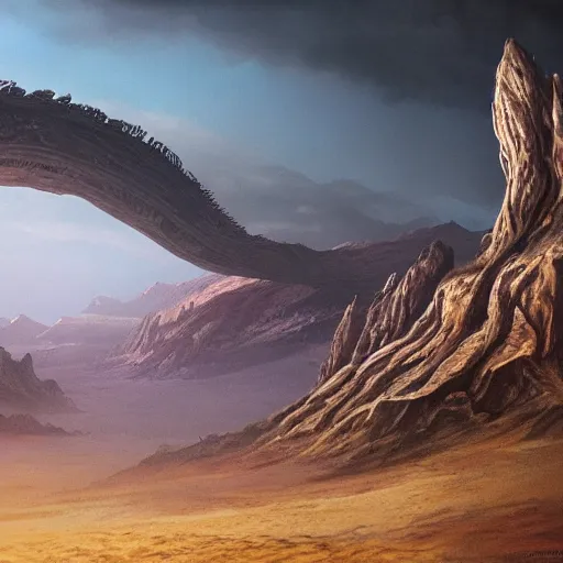 Prompt: matte painting of alien landscape