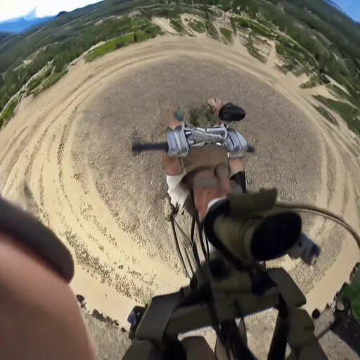 Prompt: gopro pov of a soldier during the revolutionary war