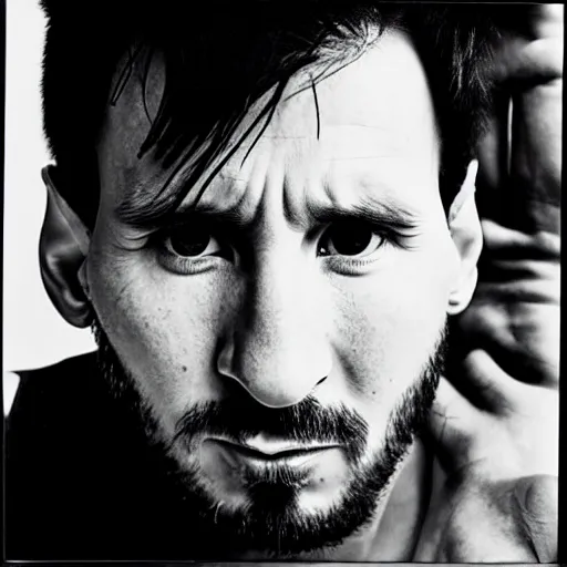 Image similar to a portrait of lionel messi by nobuyoshi araki