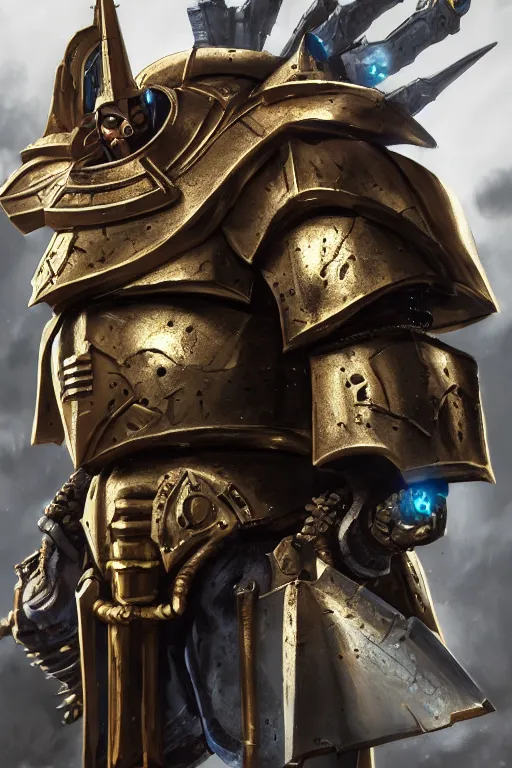 Image similar to armor portrait heros warhammer 4 0 k horus heresy fanart - the primarchs emperor by johannes helgeson animated with vfx concept artist & illustrator global illumination ray tracing hdr fanart arstation zbrush central hardmesh 8 k octane renderer comics stylized