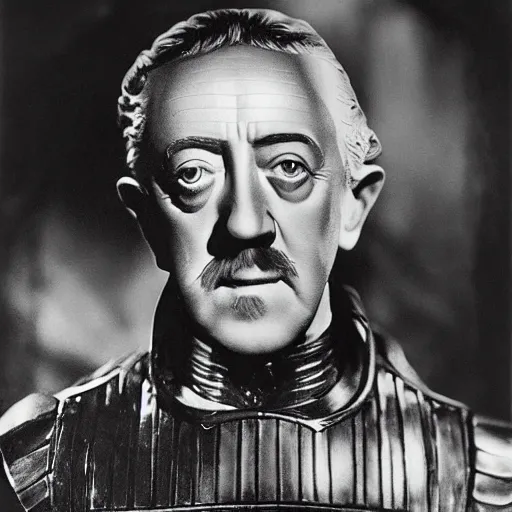 Image similar to a beautiful detailed 3 d matte photograph of alec guinness as dorothy in the wizard of oz, ominous, magical realism, texture, intricate, radiant colors, fantasy, volumetric lighting, high details