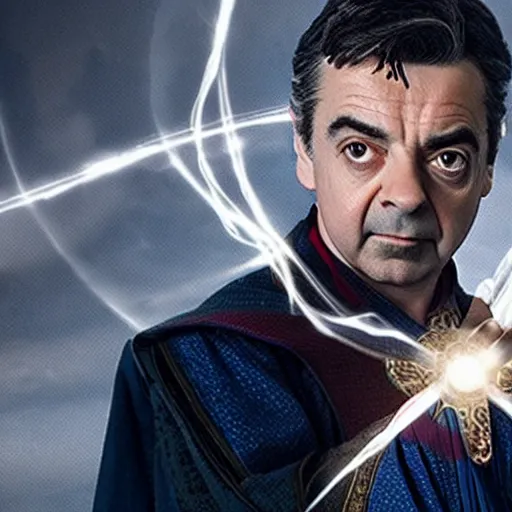 Prompt: Rowan Atkinson playing doctor Strange