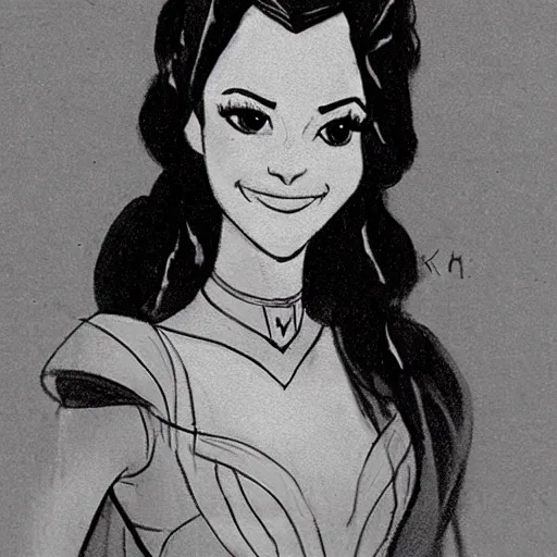 Image similar to milt kahl sketch of victoria justice as princess padme from star wars episode 3