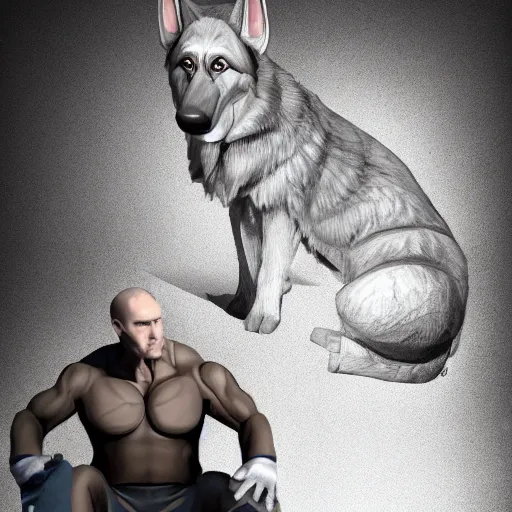 Image similar to a humanoid german shepherd beast - man, wearing gym suit, sitting on a couch, artstation, concept art, smooth, sharp foccus ilustration, artstation