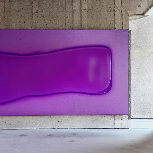 Prompt: an abstract form in purple wax floating in jean prouve design