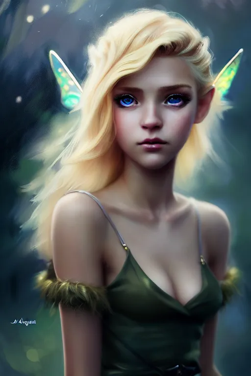 Image similar to cinematic shot of an epic portrait of a cute blonde fairy dressed in military clothes, stylised military clothes, shiny skin, beautiful eyes, beautiful, small details, night setting, realistic poster with volumetric light from craig mallism, artgerm, jeremy lipkin and michael garmash, unreal engine, radiant light, digital art, trends at art station, a masterpiece