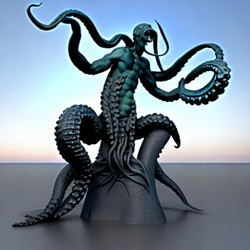 Image similar to kraken statue, 8 k