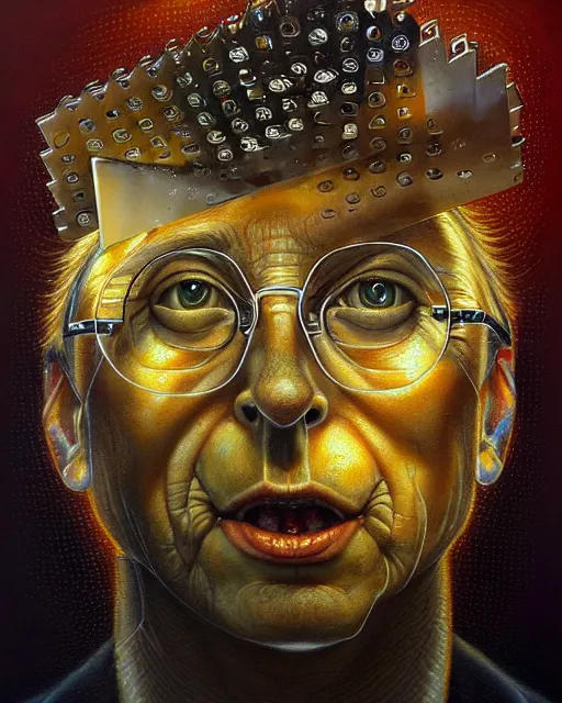 Image similar to detailed portrait of bill gates cheese!! grater!!! shredded by tomasz alen kopera and peter mohrbacher and johanna martine! and margaret keane! coherent luminescent