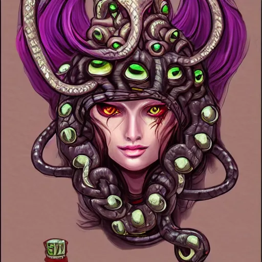 Image similar to torquoise fantasy fanged medusa, medusa head, snake heads, medusa head, snake heads, medusa head, fantasy game art, fantasy rpg, league of legends