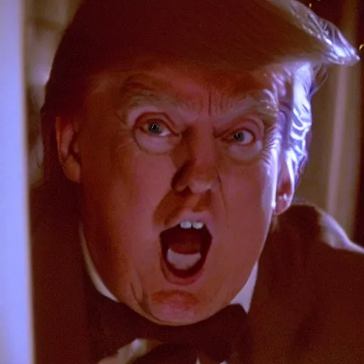 Prompt: Donald Trump as Jack Torrance doing the Here's Johnny! scene in The Shining