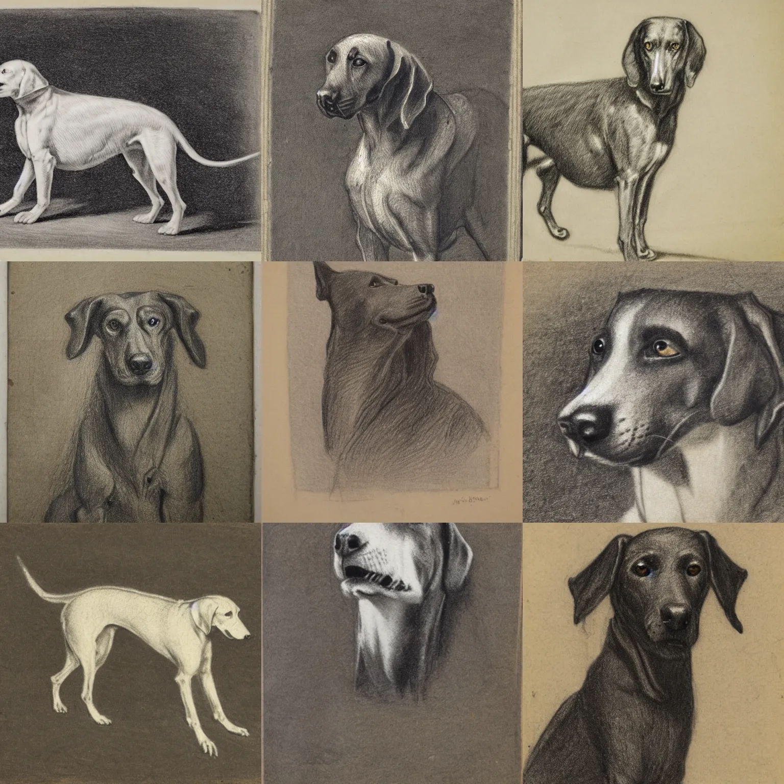 Prompt: 19th century charcoal sketch of a hound