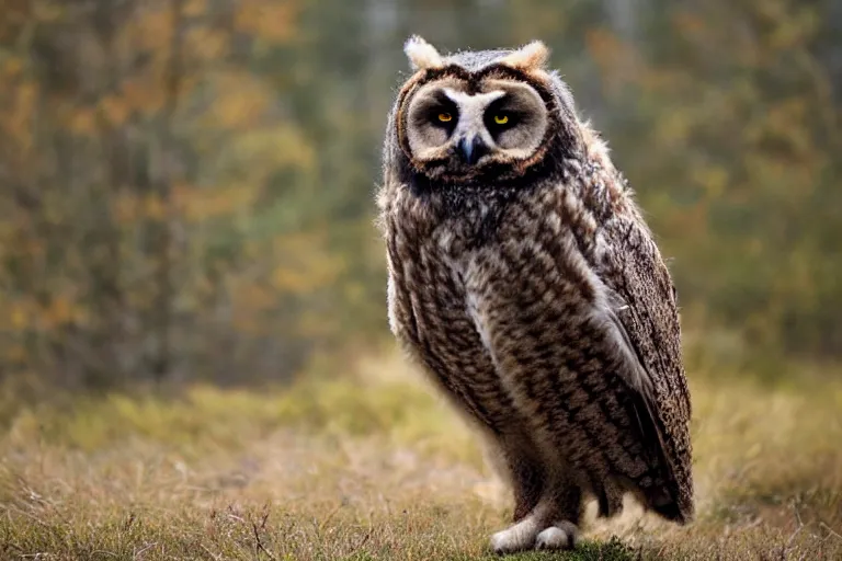 Prompt: wildlife photography of an Owlbear by Emmanuel Lubezki