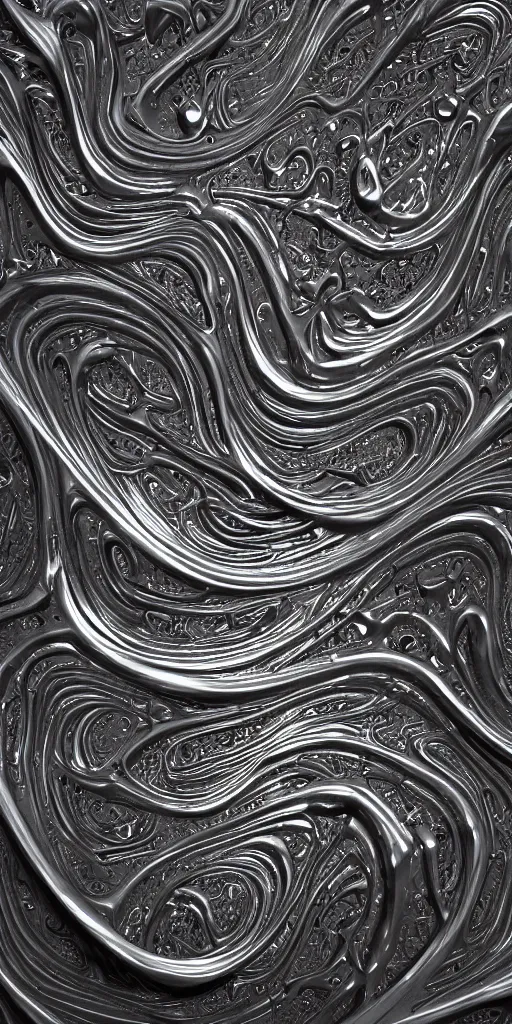 Image similar to a photorealistic render of a 3 d liquid sculpture of arabic calligraphy, made of liquid metal and marble, c 4 d, by zhelong xu, gakkin and ernst haeckel, hyper realistic, plain background, 8 k, volumetric lightning, trending on artstation