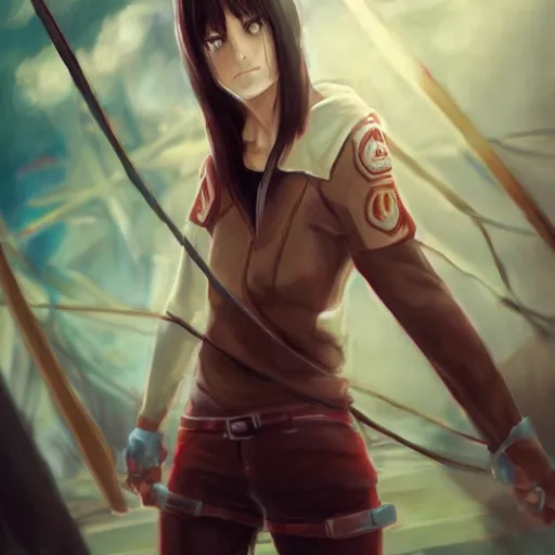 Prompt: Mikasa ackerman from Attack on Titan by Mandy Jurgens