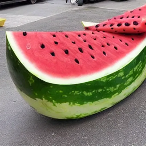 Prompt: a watermelon shaped like a couch, watermelon couch, couch, couch