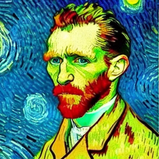 Image similar to casey neistat painted by van gogh, 4 k, hyper realistic, dslr, high resolution, landscape, beautiful