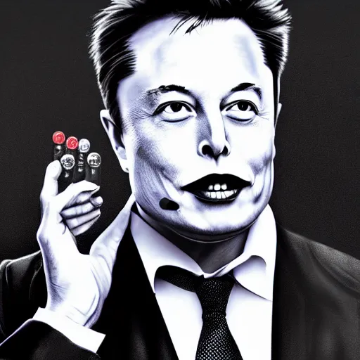 Image similar to elon musk playing joker 8 k, highly detailed face