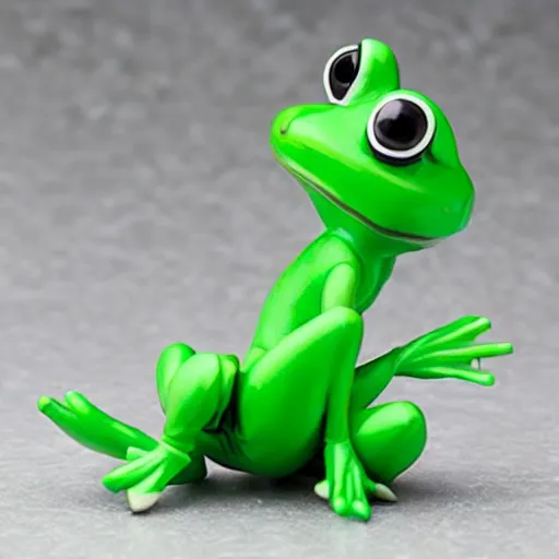 Image similar to Figma figurine of an anime girl dressed up as a frog, cute