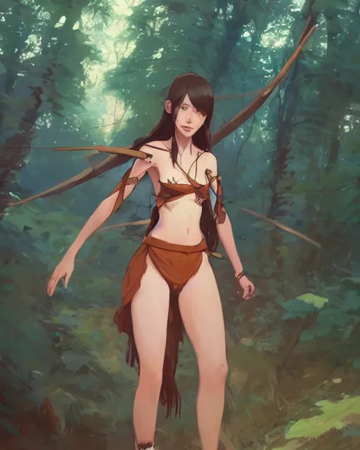 Image similar to a caucasian tribeswoman standing in the woods. By Makoto Shinkai, Stanley Artgerm Lau, WLOP, Rossdraws, James Jean, Andrei Riabovitchev, Marc Simonetti, krenz cushart, Sakimichan, D&D trending on ArtStation, digital art.