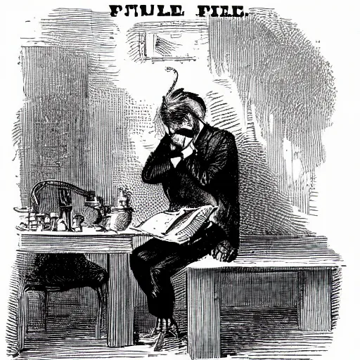 Prompt: man texting on his cell phone, 1871 Punch magazine cartoon