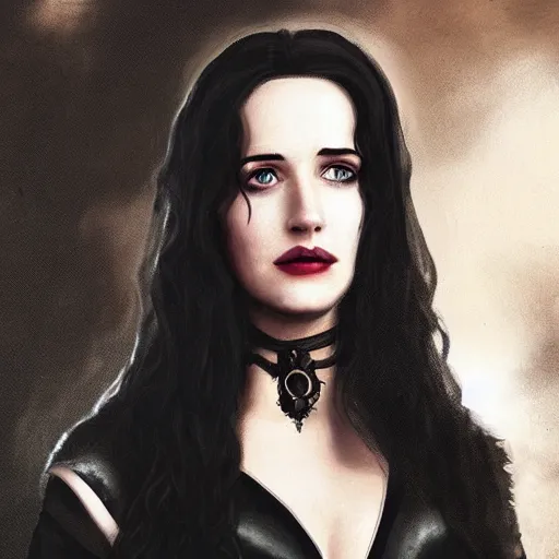 Prompt: portrait of a young eva green as yennefer from the witcher