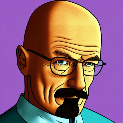 Image similar to Walter White in the style of a 70's Hanna Barbera cartoon, retro still, image artifacts