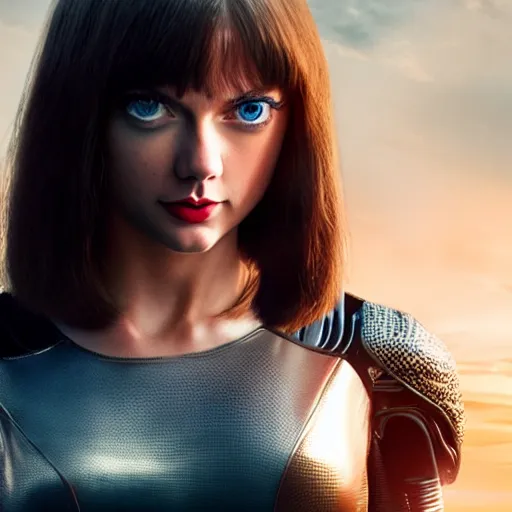 Image similar to taylor swift as alita in alita : battle angel, 8 k resolution, cinematic lighting, anatomically correct