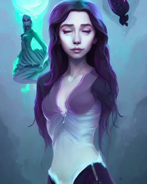Prompt: a portrait of a beautiful full body Stella Maeve dark magic, spooky, art by lois van baarle and loish and ross tran and rossdraws and sam yang and samdoesarts and artgerm, digital art, highly detailed, intricate, sharp focus, Trending on Artstation HQ, deviantart, unreal engine 5, 4K UHD image