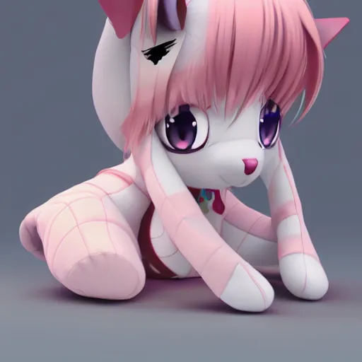 Prompt: cute fumo plush of a popstar cat girl, anime girl, idol, tomboy, artstation, vray