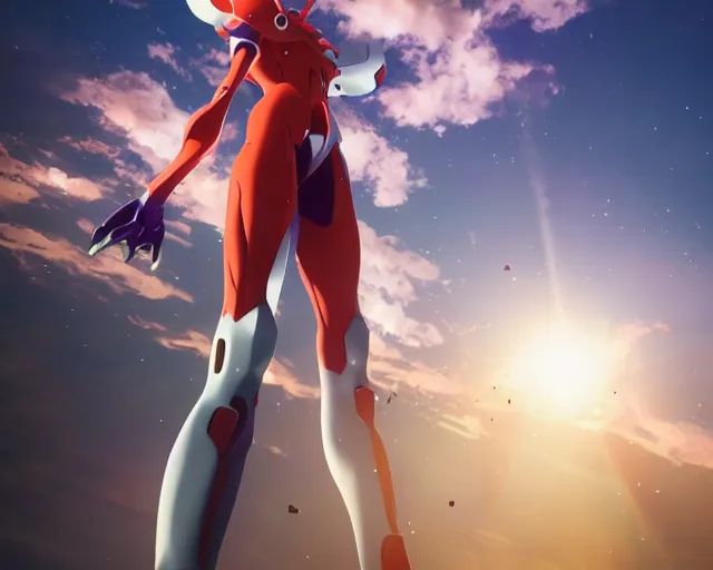 Image similar to photorealistic evangelion eva 0 1, colorful, atmosphere cinematic, soft shadows, concept art, super detailed, octane render, 8 k, unreal engine 5, super realistic, ufotable studio art style, trending in pixiv