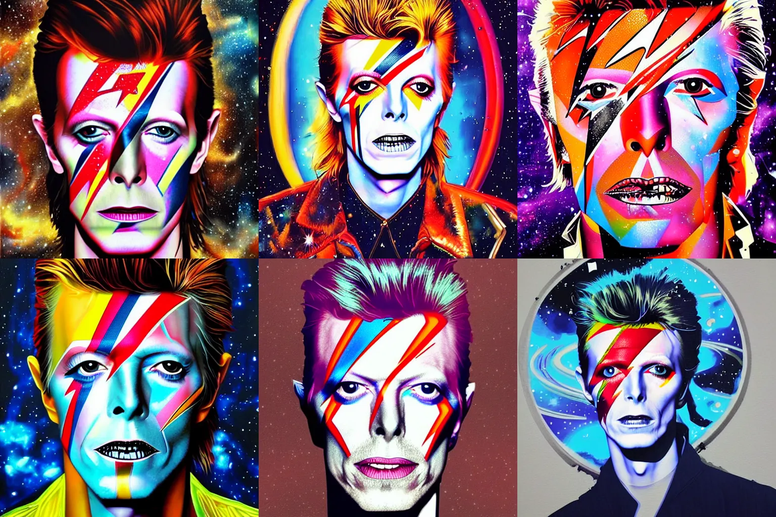 Prompt: a portrait of david bowie in a cosmic scenic environment by sandra chevrier, trending on artstation