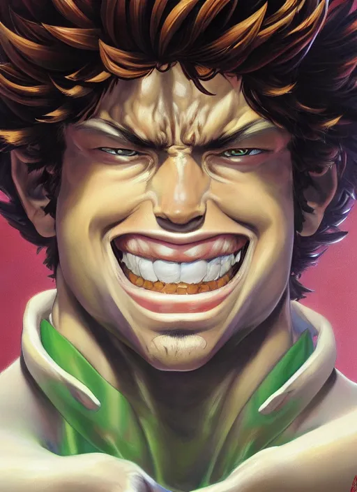 Image similar to a epic portrait of izuku midoriya, art by boris vallejo and greg danton and denys tsiperko, detailed, hyperrealism, artstation