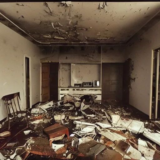 Prompt: The digital art shows a scene of total destruction. A room has been completely wrecked, with furniture overturned, belongings strewn about, and debris everywhere. The only thing left intact is a single photograph on the wall. This photograph is the only evidence of what the room once looked like. It shows a tidy, well-appointed space, with everything in its place. The contrast between the two images is stark, and it is clear that the destruction was complete and absolute. 2010s by Robert Irwin rigorous