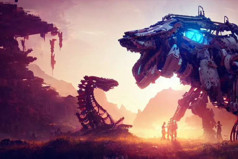 Image similar to sawtooth machine mecanical creature robot of horizon forbidden west horizon zero dawn radiating a glowing aura global illumination ray tracing hdr fanart arstation by ian pesty and alena aenami artworks in 4 k