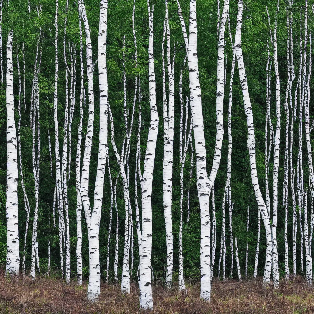 Image similar to old birch forest with old bunker entrance, small hills in the distance, very detailed, 4 k, professional photography